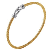 Mixed Metal 3mm Braided Rope Bracelet With Hook Clasp - 7"